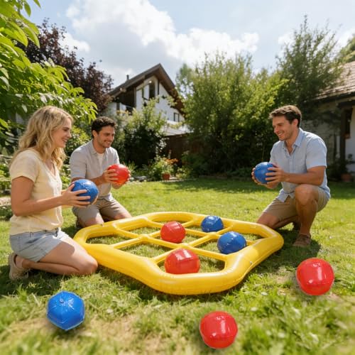 SpaceTime Pool Toys Games Set,53.9 × 51.1 × 5.5 in,Tic Tac Toe Inflatable Pool Floats Adult with 10 Balls,Floating Pool Games for Adults,Inflatable Pool Floaties for Pool Party (Yellow) - image 7