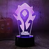 World of Warcraft Game 3D LED Night Light Best Gift for Game Lovers LED Table Lamp Bedroom Decoration Christmas Gift Wow Souvenir Kids Toys(Wow)