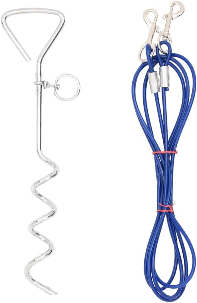 YAFF Dog Tie Out Cable Blue Galvanized Iron,Steel Wire,PVC,Pet Leads-4003379