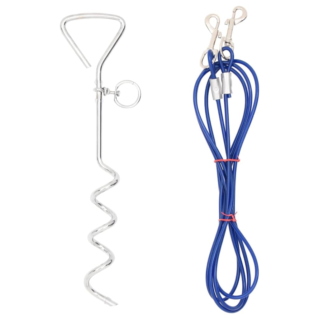 Hundeleine mit Pfahl 3 m aus reißfestem Seil und robustem Karabiner für Spaziergänge, Joggen und Outdoor-Aktivitäten, inklusive Bodenanker, verstellbar, reflektierend, leicht und sicher