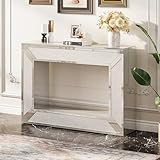 LITTLE TREE 47-Inch Console Table, Modern Entryway Table with Storage, Narrow Sofa Table Behind Couch for Living Room, Foyer, Mirrored Silver