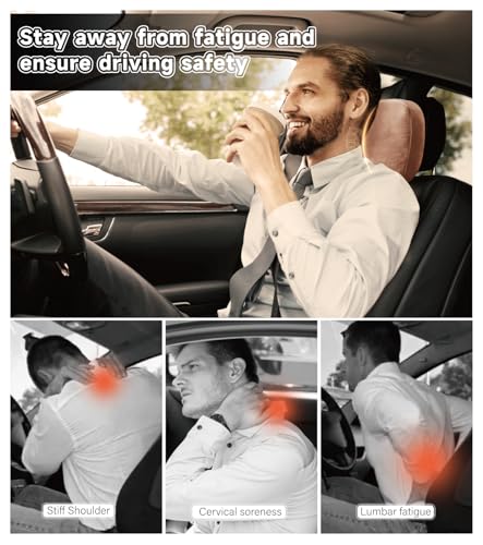 Image of 2Pcs Car Neck Pillow, Super Soft Du-Pont Bio cotton Neck Pillow for Driving, Suede Fabric Car Headrest Pillow, Make Your Driving More Comfortable, Suitable for Driving, Traveling (Mocha Brown)