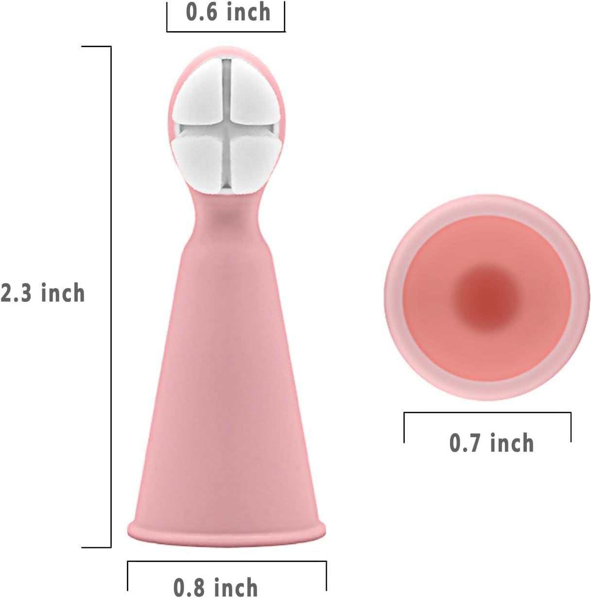 Diagram showing dimensions of the finger toothbrush