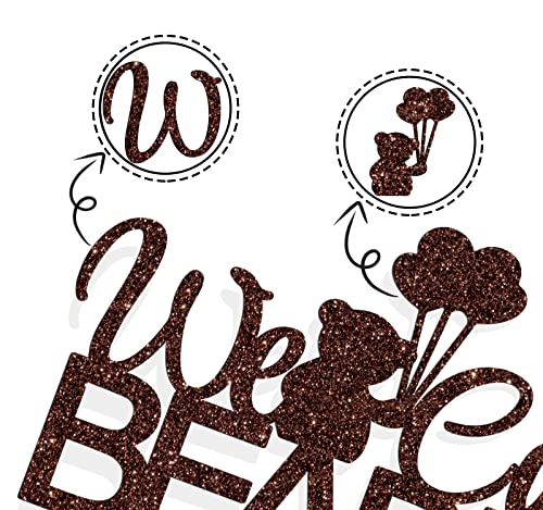 We Can Bearly Wait Baby Shower Cake Topper Brown Glitter, Baby Bear Theme Baby Shower Gender Reveal Party Decoration Supplies #TOP5