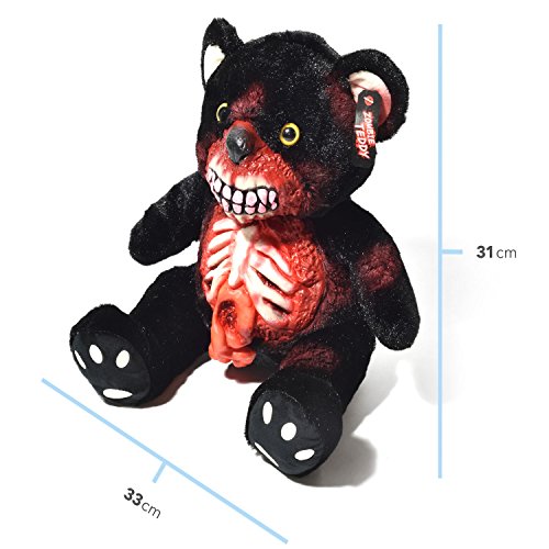 Zombie Teddy Original XXL 50cm Halloween Teddybär Horror-Bär Der Gruselige Kuschelbär für alle Splatter & Horror Fans (Gedärme Schwarz) – Bild 6
