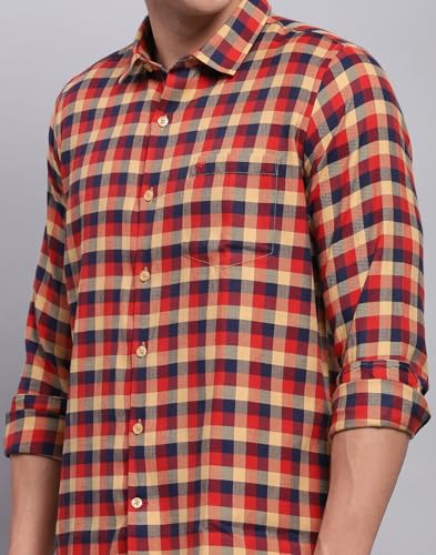 Image of Monte Carlo Mens Checkered Collared Neck Full Sleeve Shirt (2240401329FS)