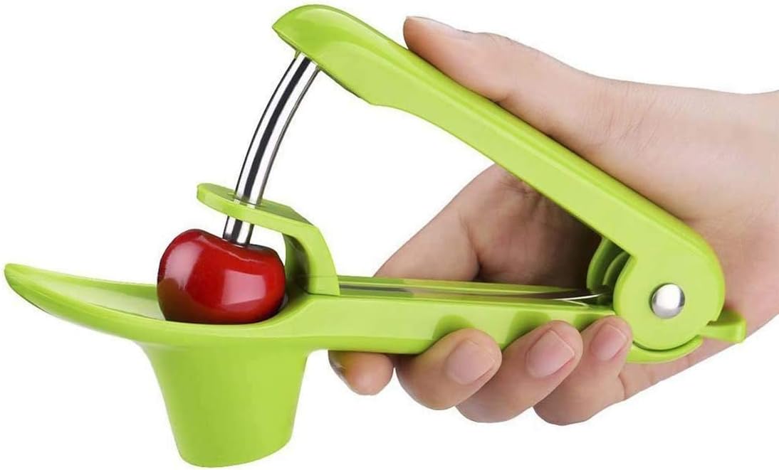 DELFINO Cherry Pitter Tool, Olive Pitter Tool Cherry Stoner Corer Tool Cherry Core or Seed Remove Portable Core Remover with Grips and Space-Saving Lock Design