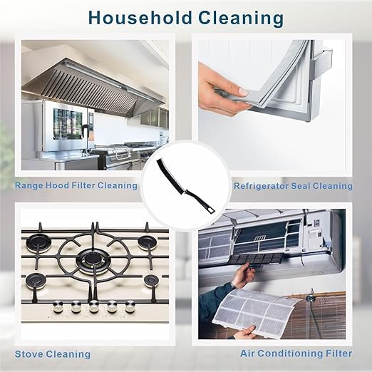 Image of Hovico 2 Pcs Hard-Bristled Crevice Cleaning Brush, Gap & Grout Brush for Kitchen, Bathroom & Bathtubs, Plastic Handle, Black