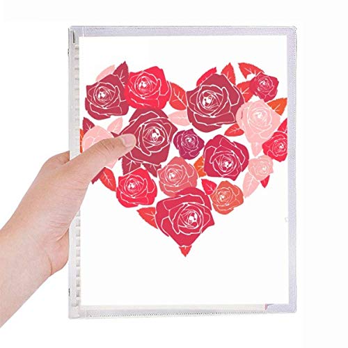 Carnet de Saint-Valentin en cœur rose avec feuilles en spirale de qualité supérieure