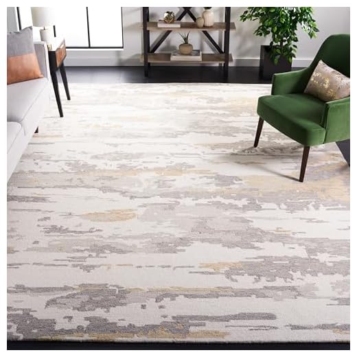 SAFAVIEH Area Rug 8x10 - Abstract Collection - Large - Ivory & Grey, Handmade Wool, Ideal for Living Room, Bedroom, Office, Dining Space (ABT465F)