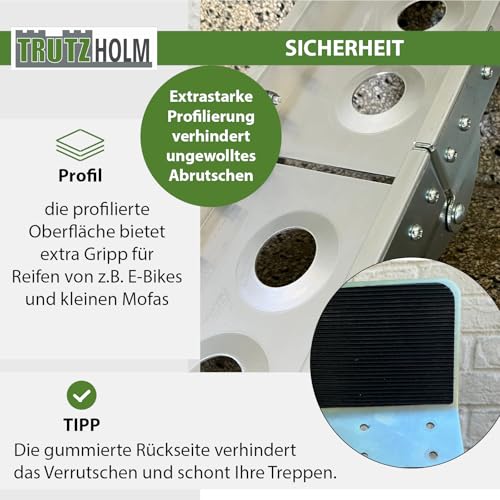 TRUTZHOLM Auffahrschiene klappbar 240 cm Tragkraft 50 kg Alu grau gelocht Fahrradrampe Rampe