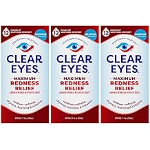 عيون واضحة الحد الأقصى من احمرار العين لتخفيف العين ، 1 Fl Oz Pack of 3