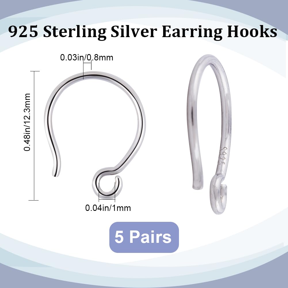 Beebeecraft 1 Box 10 Stück Ohrhaken Aus Sterlingsilber Französische Ohrringhaken Mit Schlaufe Baumelnde Fischhaken Für Die Herstellung von Ohrringen Und Schmuck