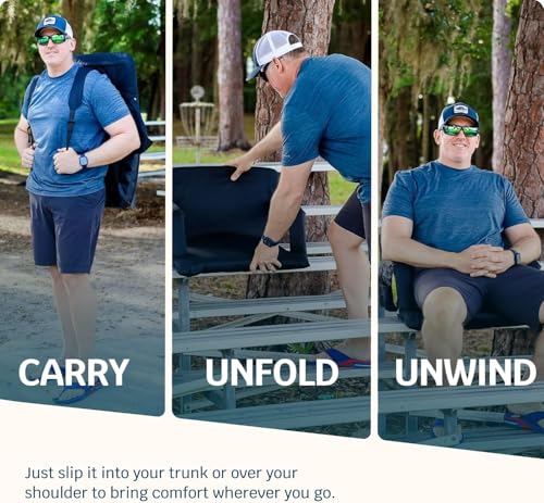 Reclining Stadium Seats for Bleachers with Back Support – Wide Bleacher Chair Cushion, Armrests, Large Pockets, and Multiple Safety Features – Best Stadium Seat Chairs for Camping, Kayak Backs & More