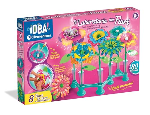 Clementoni Idea - Il Laboratorio dei Fiori, Kit Creativo per Bambini 8+ Anni, con 8 Fiori in Carta da Colorare e Profumare e Tanti Accessori da Combinare, Gioco Made in Italy, Lingua Italiana, 18789