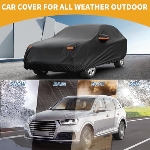 Image of All-Weather Waterproof Car Cover - UV-Resistant Outdoor Full Exterior Protection for mg HS 190T-PU Black with Right Side Zipper