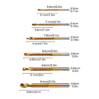Titanium Coated HSS Drill Bit Set, Serrated Side Cutting Drill Bit,2 Set
