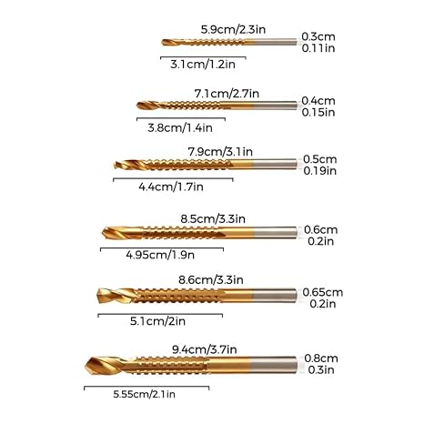 Titanium Coated HSS Drill Bit Set, Serrated Side Cutting Drill Bit,2 Set