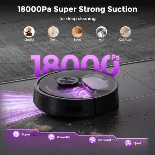 Image of Robot Vacuum and Mop Combo, Robot Vacuum Cleaner with Bagless Self Emptying Station, 18000Pa Suction, LiDAR Navigation, ideal for Pet Hair, Carpet & Hard Floor, Compatible with App /Alexa /Voice Control