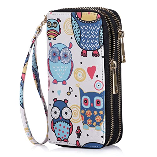 Image of Cellphone Wallet for Women Dual Zipper Long Purse with Removable Wristlet
