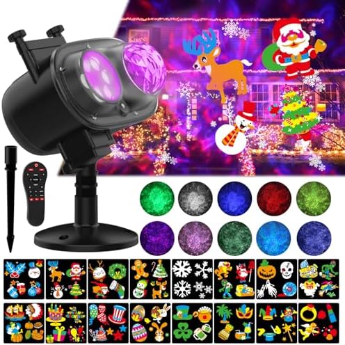 Slide Show LED Holiday Projector Outdoor, Waterproof 2-in-1 Ocean...