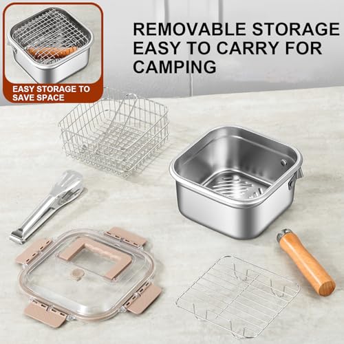 Deep Fryer Chip Pans with Basket and Lid | Versatile Deep Fryer Pot | Kitchen Frying Pan | Spillproof Set for Home, Travel, and Outdoor Cooking - Image 5