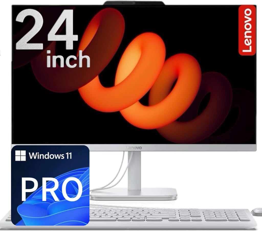 Lenovo NEW 24" IPS FHD All-in-One Desktop Computer for Home & Office - 16GB RAM - 512GB SSD - 3-Side Thin bezels - Intel 4-Cores - Wired Keyboard & Mouse - Wi-Fi 6 & Bluetooth 5.2 - Windows 11 Pro