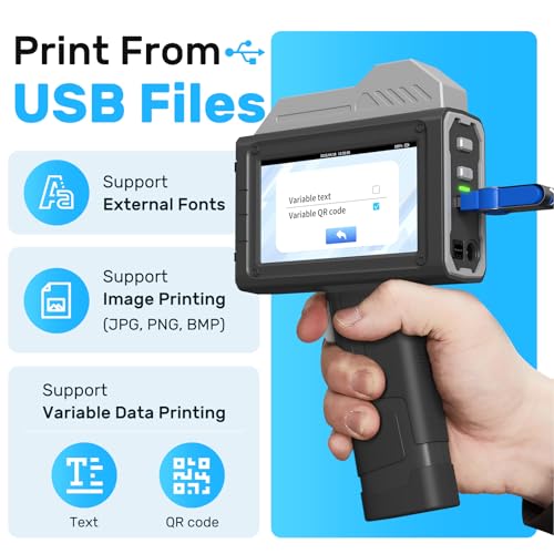 Image of BENTSAI Handheld Inkjet Printer BT-HH62 Series Newly Upgraded with 16H Long Endurance Use for Batch Number Date Code Logo Serial Number QR Code on Plastic Cardboard Wood Metal (1.0 Inch with Sensor)