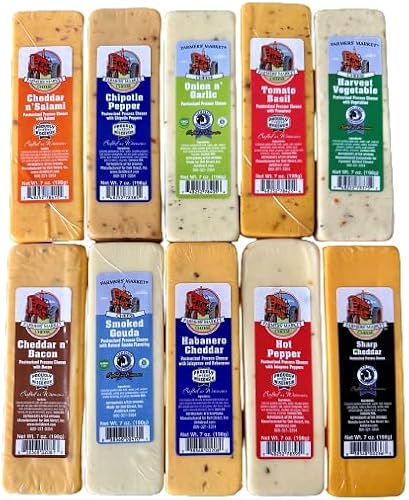 Deli Direct Farmers' Market Wisconsin Specialty Cheese Blocks Sampler - 7oz 10 pack Bundle