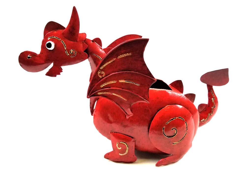 Sk Style Red Bwa Home Or Garden Metal Planter - Dragon Flower Pot