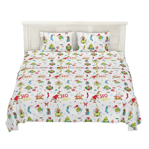 Grinch by Dr. Seuss Holiday & Christmas Bedding Super Soft 100% Cotton Flannel Sheet Set, King Size, (Officially Licensed Product) By Franco by Franco - Used condition - US$34.73