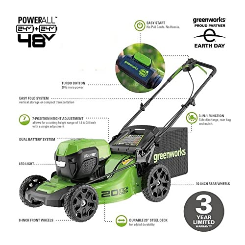 Greenworks MO48L4210 48V (2 X 24V) 20 Inch Brushless Cordless (Push) Lawn Mower (Led Headlight) thumb #1