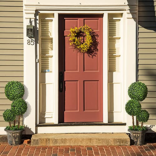 Goplus 2.5 Ft Artificial Boxwood Topiary Tree, Fake Greenery Plants Triple Ball Tree, Leaves & Cement-Filled Plastic Flower Pot Decorative Trees For Home, Office, Indoor And Outdoor Use #TOP1