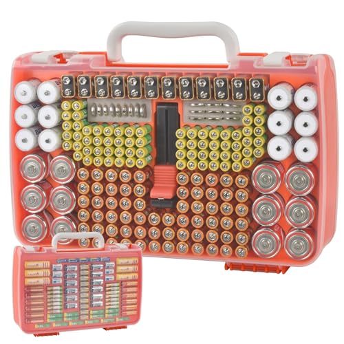 Battery Organizer Storage Holder Case with Double-Sided, Garage Box with Tester Checker. Batteries Container for 269pcs AA AAA A