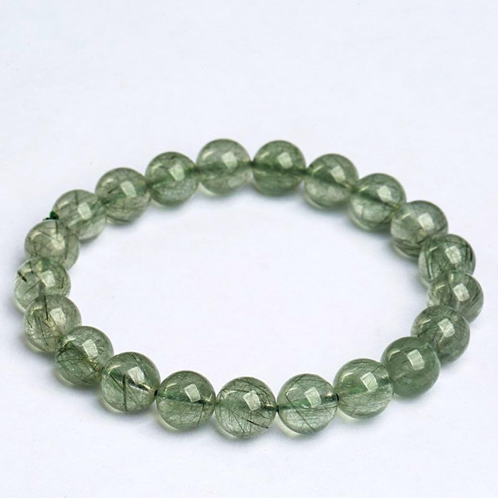 Green Phantom Quartz Bracelet,Premium Natural Green Rutilated Quartz Crystal Healing Bracelet,Wealth & Growth Energy Stone for Women & Men,8mm