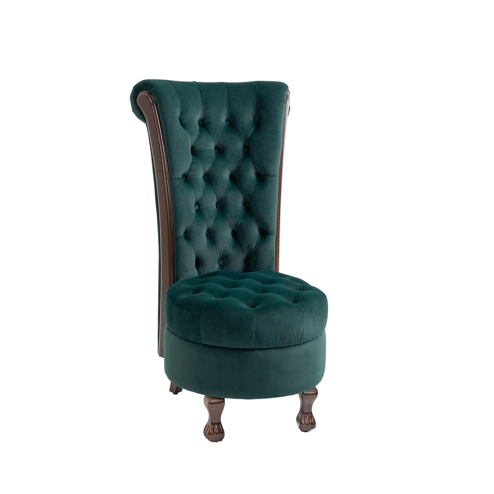 J.C.UP Retro High Back Armless Chair, Button-Tufted Royal Design Accent Chair, Upholstered Seat Funiture with Thick Padding and Rubberwood Legs Imagen Similar