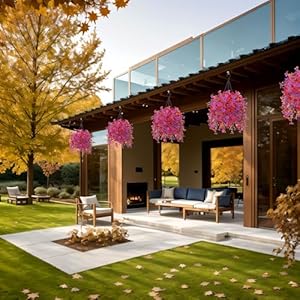 Spring Artificial Fake Hanging Flowers Plants with Basket Summer Outdoor Decor,Faux Silk Colorful Daisy in Planter Boxwood No Fade Plastic Shrubs Decor Farmhouse Home Garden Thanksgiving(Red Purple) Spring Artificial Fake Hanging Flowers Plants with Basket Summer Outdoor DecorFaux Silk Colorful Daisy in Planter Boxwood No Fade Plastic Shrubs Decor Farmhouse Home Garden ThanksgivingRed Purple