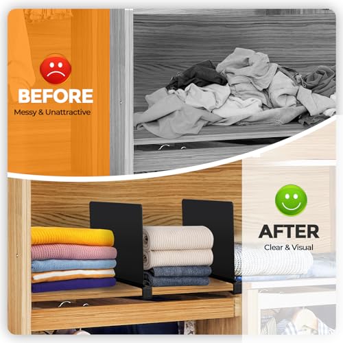 Matte Black Acrylic Shelf Dividers for Closets Organizer & Storage,2 Pack by JOY DECOR - Used condition - Image 6