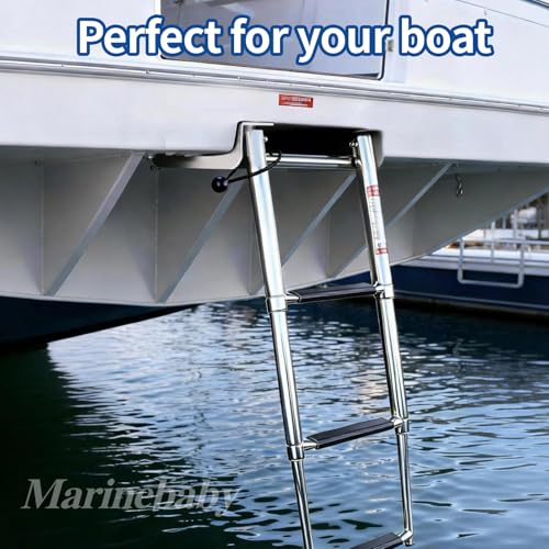 Marinebaby 3/4 Steps Under Platform Slide Mount Boat Boarding Ladder, Stainless Steel Telescoping Marine Ladder (3 Steps) by Marinebaby - Image 4