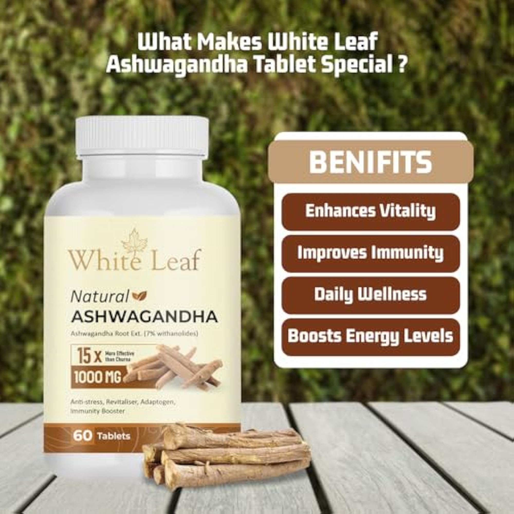 Ashwagandha Extract Tablets, 1000mg, 60 Tablets