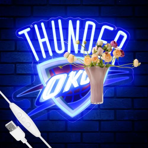Image of Basketball Team OKC City Logo LED Neon Sign Light Up for Wall Decor Gift