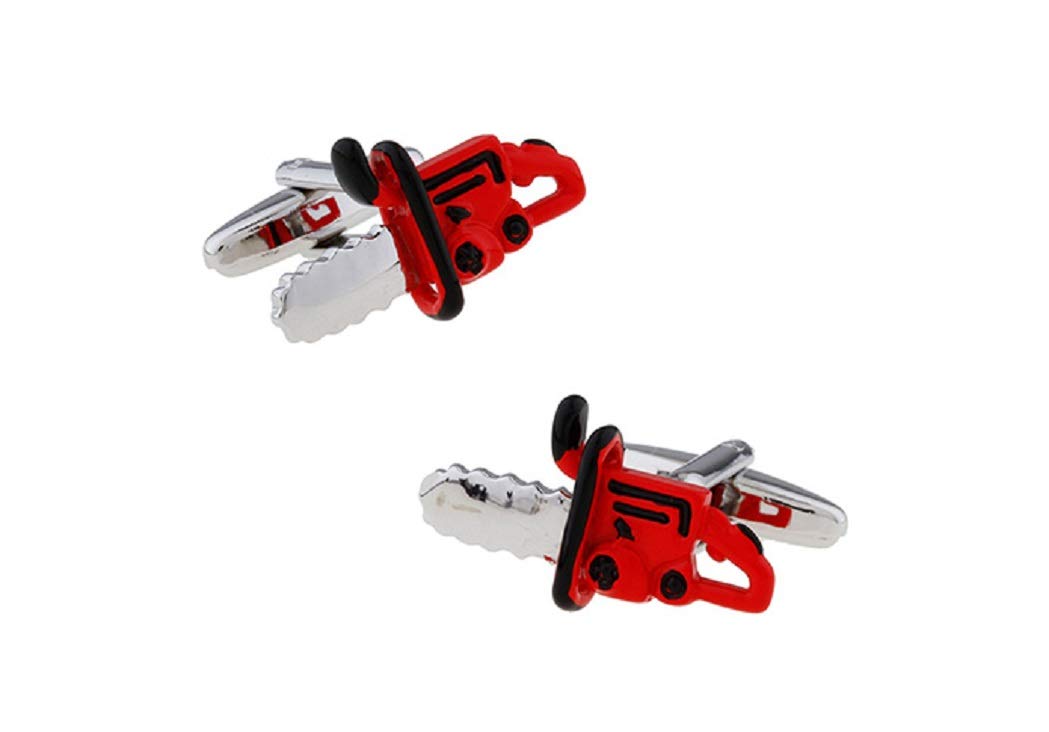 MRCUFFChainsaw Pair Cufflinks in a Presentation Gift Box & Polishing Cloth
