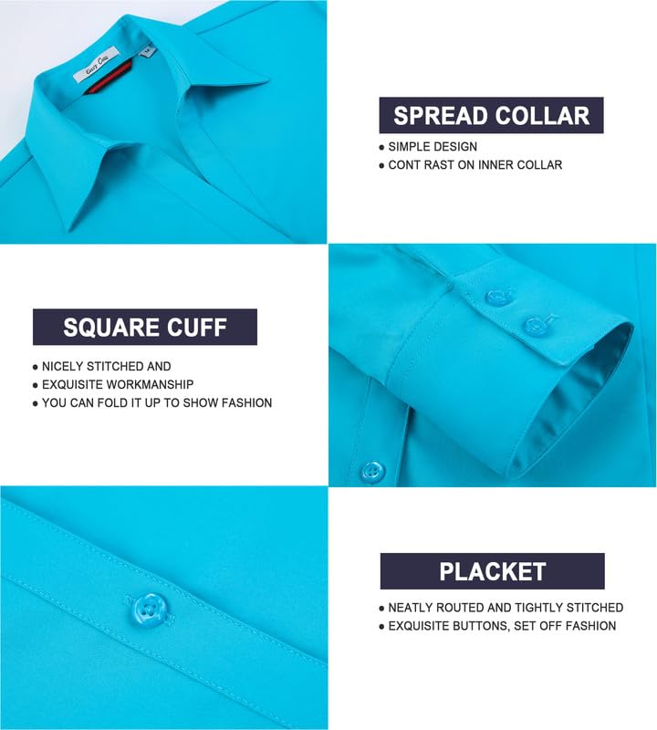 Damipow Womens Dress Shirts Wrinkle Free Button Down Shirt Long Sleeve Blouses for Work Professional4
