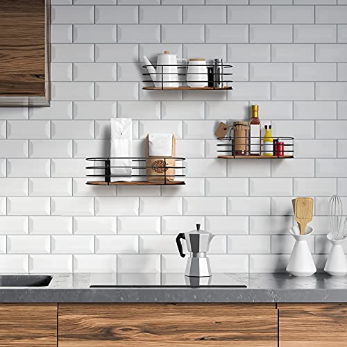 Calenzana Oval Floating Wall Shelves Set Of 3, Rustic Wood Wire Frame Hanging Shelf For Bathroom Bedroom Kitchen Living Room #TOP4