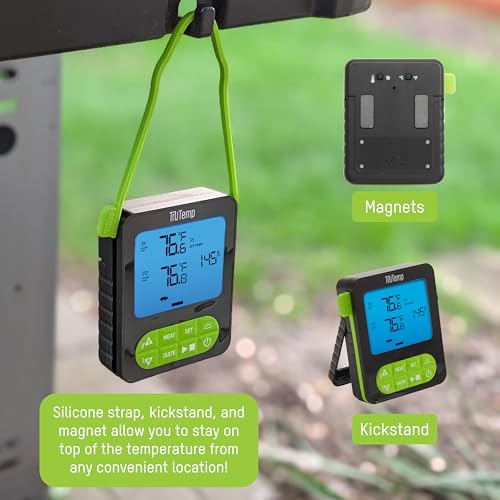 Image of Taylor TruTemp Dual Probe Wired Programmable Meat and Food Thermometer, Digital for Cooking, Monitor Two Dishes with Two Probes for Baking, Grilling, and Roasting, User-Friendly, Backlit, Green