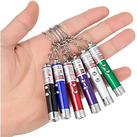 WNZQK 6 PCS Cat Toys Laser Pointer Mini Keychain Laser Pointer LED Flashlight Dog Laser Toy Pet Remote Control Laser (6 Pcs Pack A) Cover