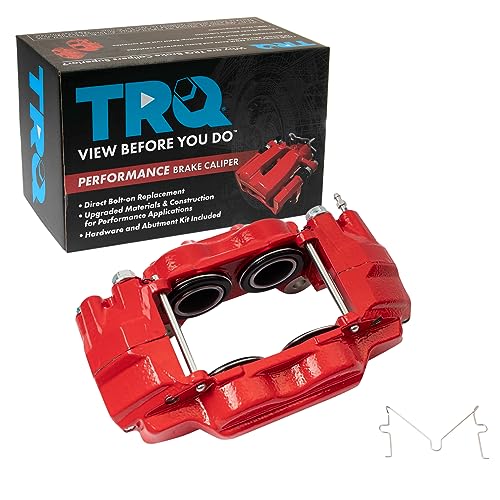 Image of TRQ Front Left Right Brake Caliper Performance Red Driver Passenger Side | For 2003-2005 Toyota 4Runner 2007-2014 FJ Cruiser 2003-2007 Sequoia 2000-2006 Tundra