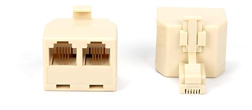 Miniatura 3 de THE CIMPLE CO Adaptador de pared para teléfono con conector dúplex  1 paquete, marfil  Divisor de teléfono de 2 vías (2 líneas) Adaptador RJ11 de