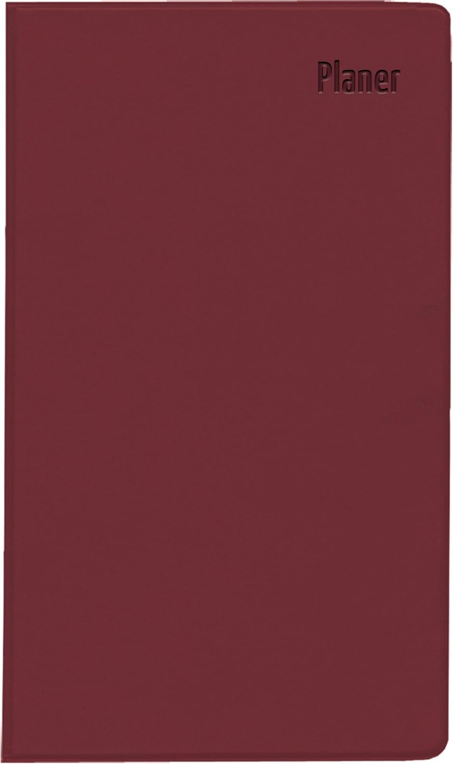 Pocket Planner Bordeaux 2025 - Office Calendar 9.5 x 16 cm - 32 Pages - 1 Month on 2 Pages - Separate Address Book - Foldable - Notebook - 520-1011