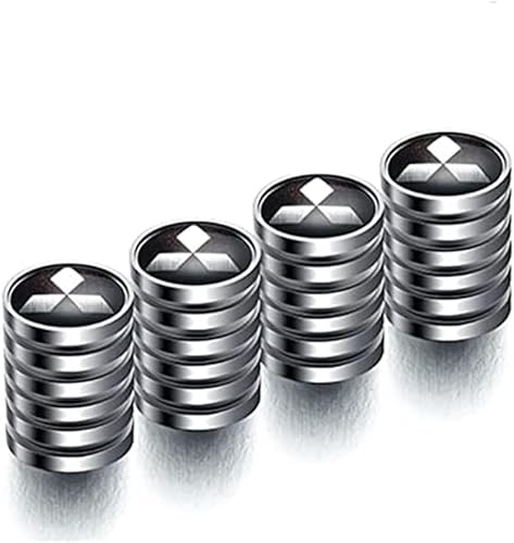 kykj 4 Pcs Auto Tire Air Valve Caps for Mitsubishi Galant 2007-2017, Car Wheel Tyre Dust Stems Cover with Logo Emblem Waterproof Dust-Proof,A